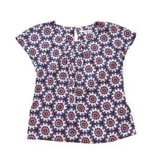 Boden Ravello Silk Blend Floral Medallion Blouse US 8 (fits like a 4) WA560